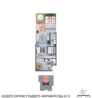 Apartamento 1 quarto 1 banheiro 58m²