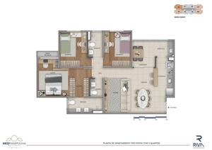 Apartamento 2 quartos 1 banheiro 55m²