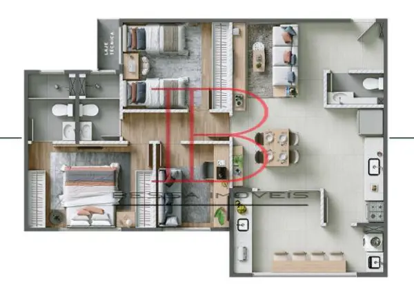 Apartamento 2 quartos 2 banheiros 