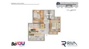 Apartamento 2 quartos 1 banheiro 55m²