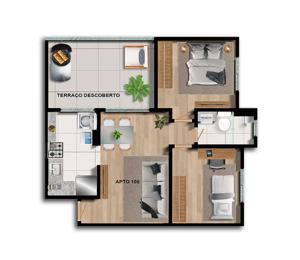 Apartamento 2 quartos 1 banheiro 62m²