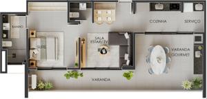 Apartamento 2 quartos 2 banheiros 110m²