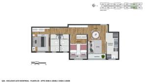 Apartamento 2 quartos 2 banheiros 53m²
