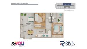 Apartamento 2 quartos 1 banheiro 55m²