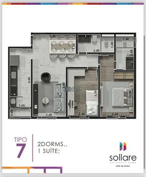 Apartamento 2 quartos 2 banheiros 65m²