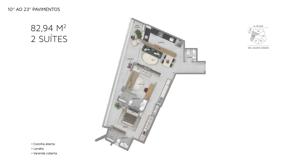 Apartamento 1 quarto 1 banheiro 120m²