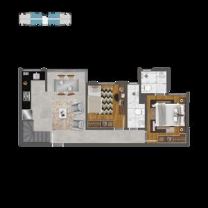 Apartamento 2 quartos 2 banheiros 54m²