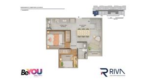 Apartamento 2 quartos 1 banheiro 55m²