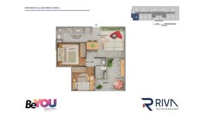 Apartamento 2 quartos 1 banheiro 55m²