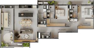 Apartamento 2 quartos 2 banheiros 110m²