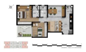 Apartamento 2 quartos 2 banheiros 73m²