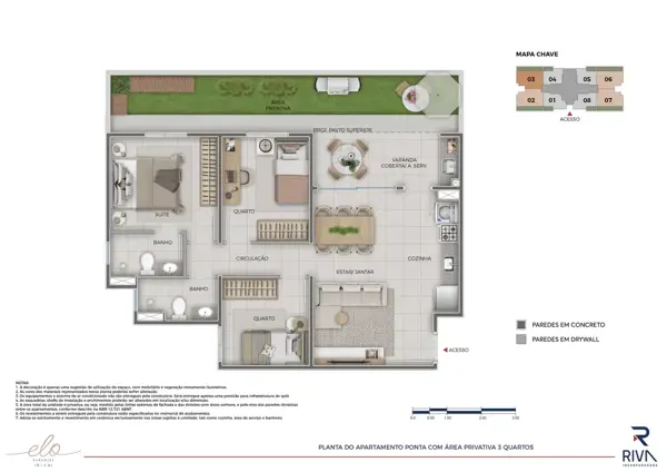 Apartamento 3 quartos 2 banheiros 65m²