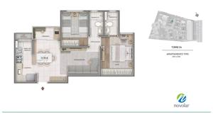 Apartamento 3 quartos 2 banheiros 73m²