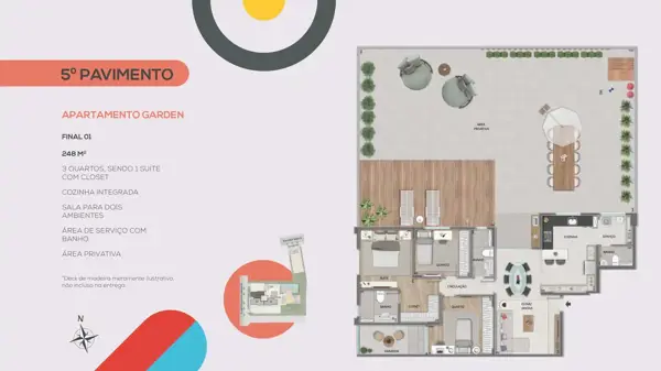 Apartamento 3 quartos 3 banheiros 191m²