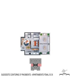 Apartamento 1 quarto 1 banheiro 58m²