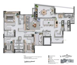 Apartamento 4 quartos 6 banheiros 225m²