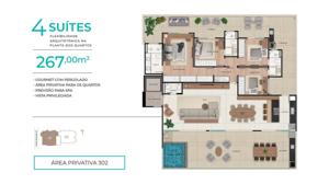 Apartamento 4 quartos 3 banheiros 302m²