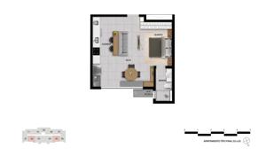 Apartamento 2 quartos 1 banheiro 54m²