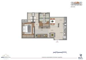 Apartamento 2 quartos 1 banheiro 55m²