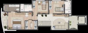 Apartamento 2 quartos 2 banheiros 93m²