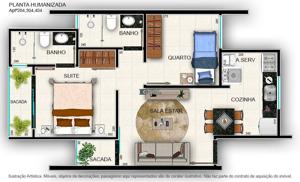 Apartamento 3 quartos 2 banheiros 85m²