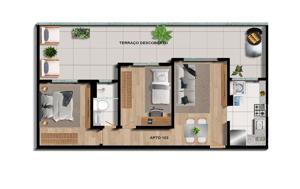 Apartamento 2 quartos 1 banheiro 62m²
