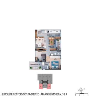 Apartamento 1 quarto 1 banheiro 58m²