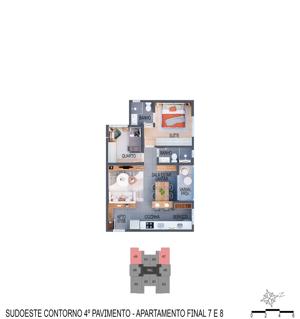 Apartamento 1 quarto 1 banheiro 58m²