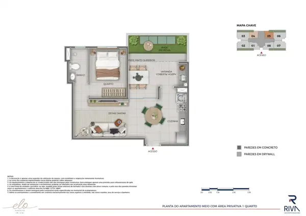 Apartamento 3 quartos 2 banheiros 65m²