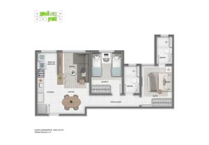 Apartamento 2 quartos 2 banheiros 49m²