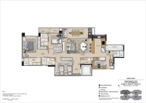 Apartamento 3 quartos 4 banheiros 137m²