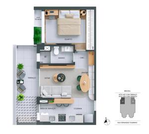 Apartamento 2 quartos 2 banheiros 106m²