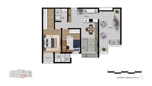 Apartamento 2 quartos 1 banheiro 54m²