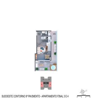 Apartamento 1 quarto 1 banheiro 58m²