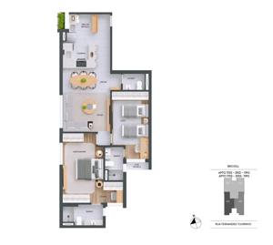 Apartamento 2 quartos 2 banheiros 106m²