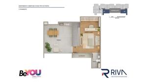 Apartamento 2 quartos 1 banheiro 55m²