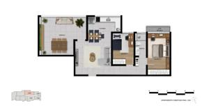 Apartamento 2 quartos 1 banheiro 54m²