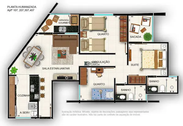 Apartamento 3 quartos 2 banheiros 85m²