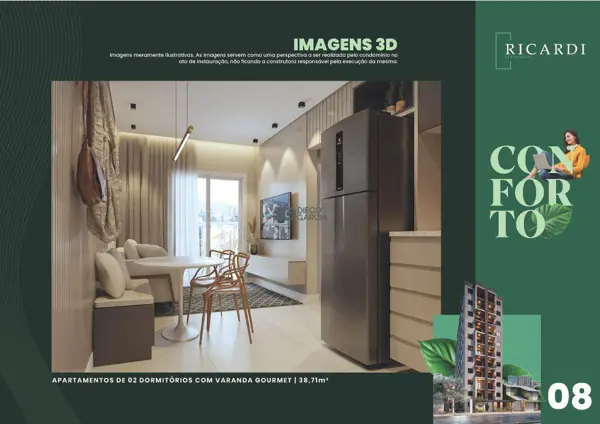 Apartamento 2 quartos 1 banheiro 35m²