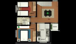 Apartamento 2 quartos 2 banheiros 45m²