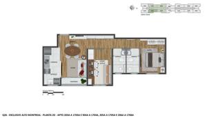 Apartamento 2 quartos 2 banheiros 53m²