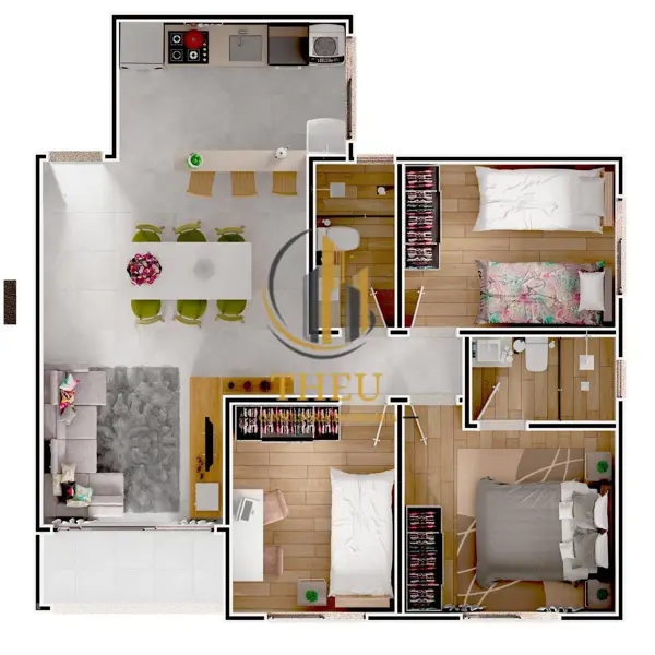 Apartamento 3 quartos 2 banheiros 135m²