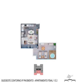 Apartamento 1 quarto 1 banheiro 58m²