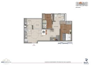 Apartamento 2 quartos 1 banheiro 55m²