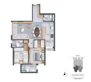 Apartamento 2 quartos 2 banheiros 106m²