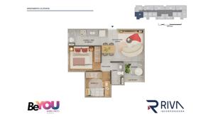 Apartamento 2 quartos 1 banheiro 55m²