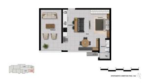 Apartamento 2 quartos 1 banheiro 54m²