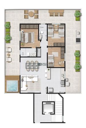 Apartamento 3 quartos 1 banheiro 76m²