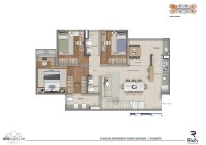 Apartamento 2 quartos 1 banheiro 55m²