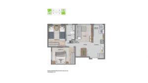 Apartamento 1 quarto 1 banheiro 38m²